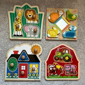 Melissa & Doug Jumbo Knob Wooden Puzzles - 4 puzzles